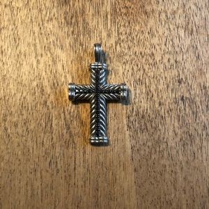 David Yurman Silver Cross w/ Black Diamonds